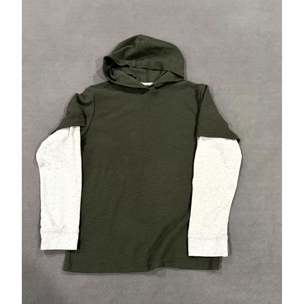 Univibe Hoodie‎ Mens Large Green White Cotton Waffle Knit Long Sleeve Streetwear